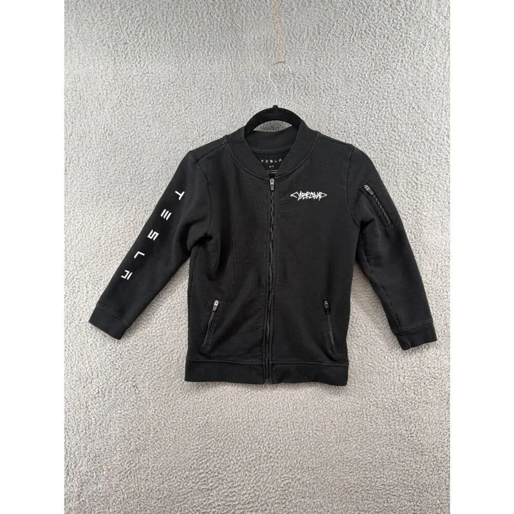 Tesla Kids Cyberquad Bomber Jacket Black Full Zip Youth 10-11